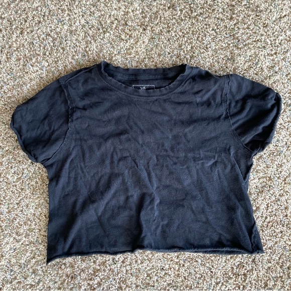 We The Free Classic Raw Edge Crop Top Black Sz XS - Picture 1 of 5